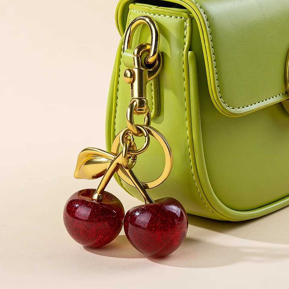 Trendy Red Cherry Pendant Keychain for Women Cute Bag Decorations Multifunctional Jewelry Car Key Accessories Charm Keyring Gift Z260330