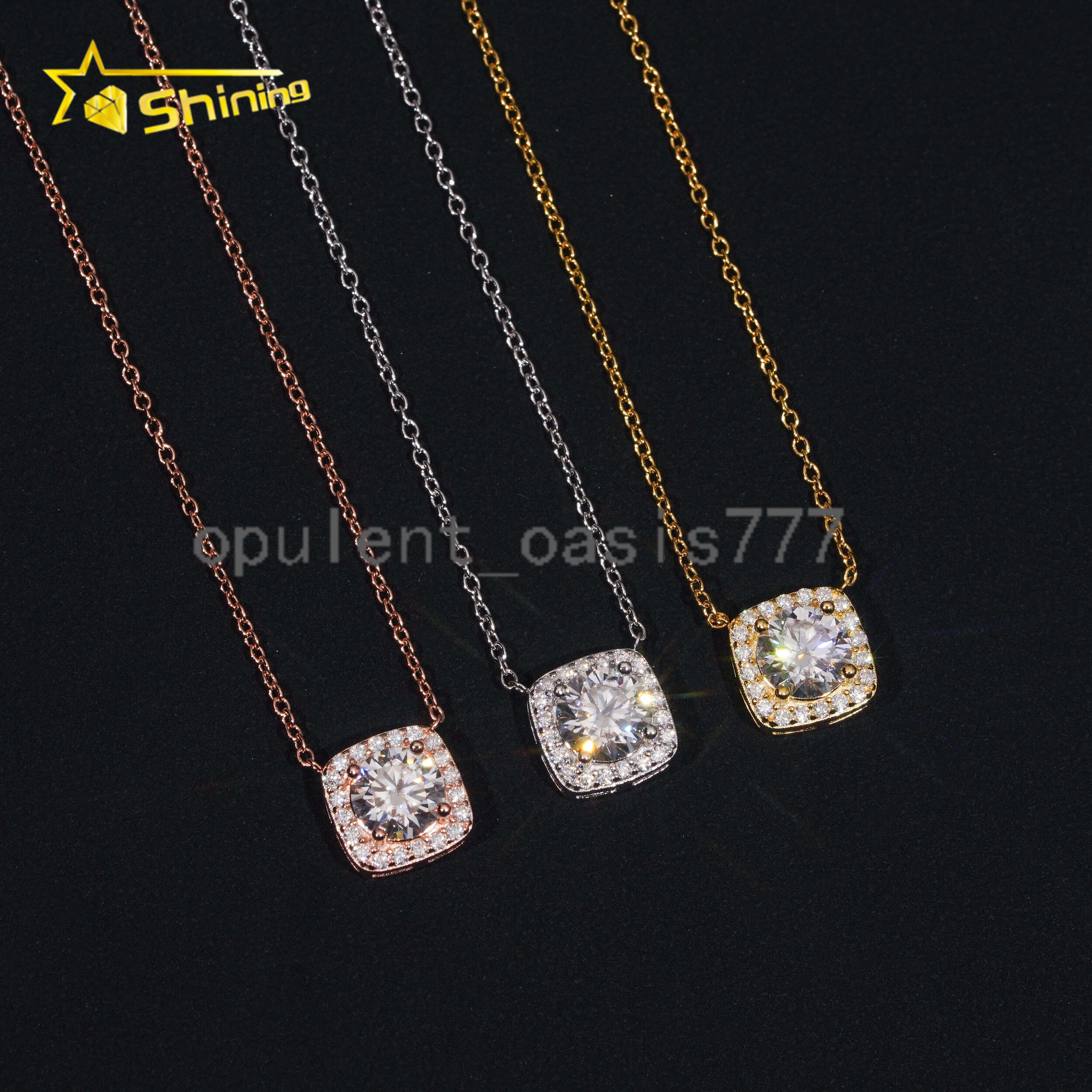 Hot Selling Christmas Present Fashion Necklace Charms 925 Sterling Silver Round Shape Moissanite Pendant Necklaces Women
