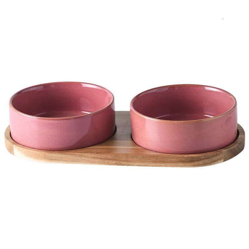 Cat Ceramic Bowl Kiln Transmutation Pet Food Water Feeders Small Medium Dogs Double Drinking Eating Feeding Supplies 26W0330