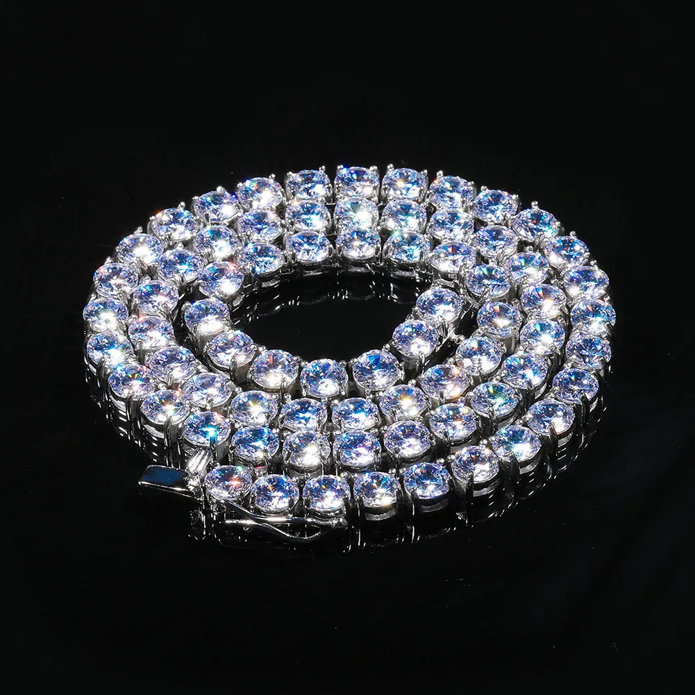 Fashion Jewelry Necklace Pass Diamond Tester 5mm VS Moissanite Iced Tennis Mens and Womens Chain Free Shipping