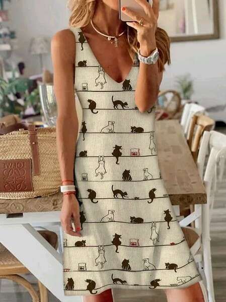 2026 Summer Gradient ral Dot Printed Sleeveless Holiday Dress with Versatile Style and New Trendy Clothing Ins