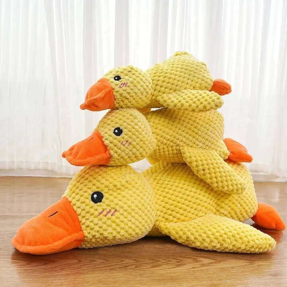 Plush Dog Calming Companion Sleeping Duck Toys Durable Squeaky for Puppy Teeth Cleaning Chew Pet Toy