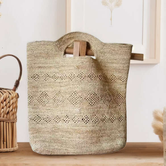 Totebag Shoulder ROSE NOIRE Japanese Style Raffia Handmade Large Capacity Woven For Women Summer Travel Handbag Vintage Beach Tote Bag