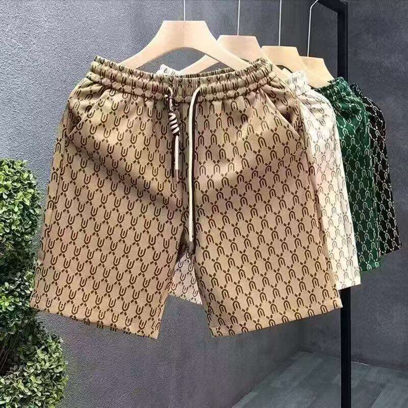 Summer New Men's Shorts, Trendy Brand Casual Beach Shorts, Korean Style Fashionable and Versatile Mid-Thigh Shorts, Breathable and Loose