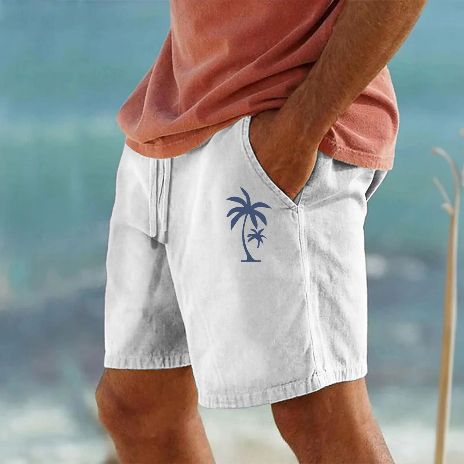 Men Cotton Shorts Resort 3D Printed Shorts Elastic Waist Drawstring Style Holiday Beach Womens Lightweight Hiking Cargo Pants 260330