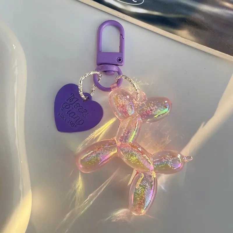 DIY Candy Color Sweet Resin Balloon Dog Keychain for Women Girls Animal Shaped Phone Chain Key Buckle Accessories Bag Pendant Z260330