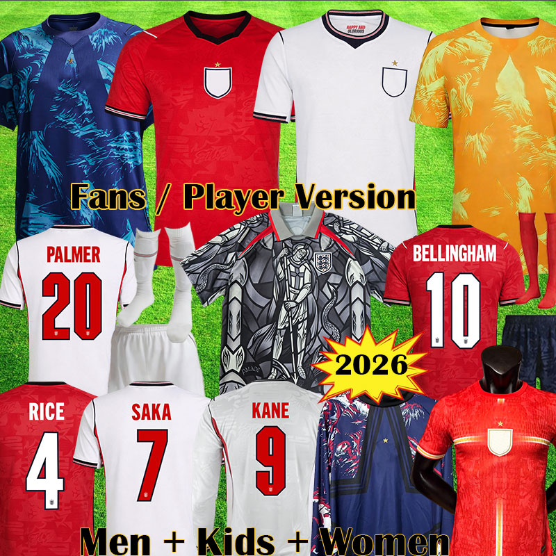 England kit 26 27 BELLINGHAM KANE Soccer Jerseys SAKA Player Version PALMER RICE england world cup 2026 Football Shirt MAINOO FODEN kids Women top uniform 3XL 4XL