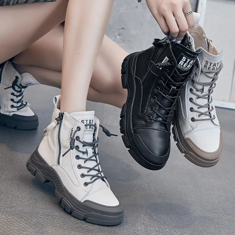 GKTINOO 2026 Autumn Winter Shoes Genuine Leather Sneakers Fashion Boots for Women Thick Sole Women Ankle Boots Ladies Botas 260327