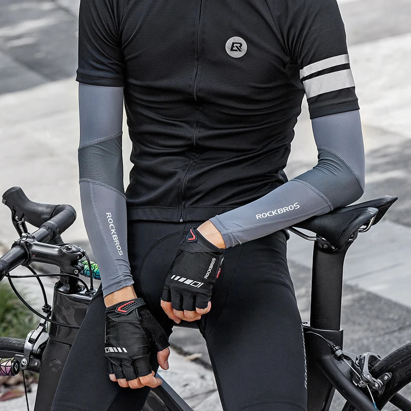 ROCKBROS Ice Fabric Running Camping Arm Warmers Basketball Sleeve Cycling Sleeves Summer Sports Safety Gear 260312