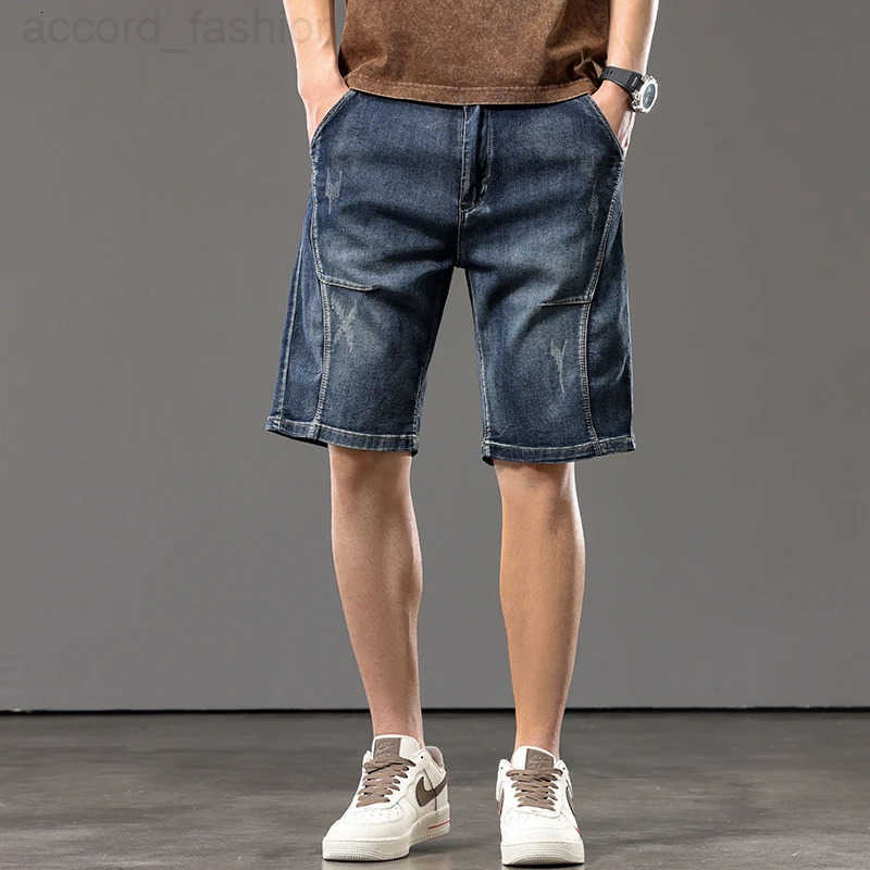 Summer Thin Patchwork Denim Shorts for Men 2026 New Model Mens Loose Straight Jeans Large Size 28-44 H260330