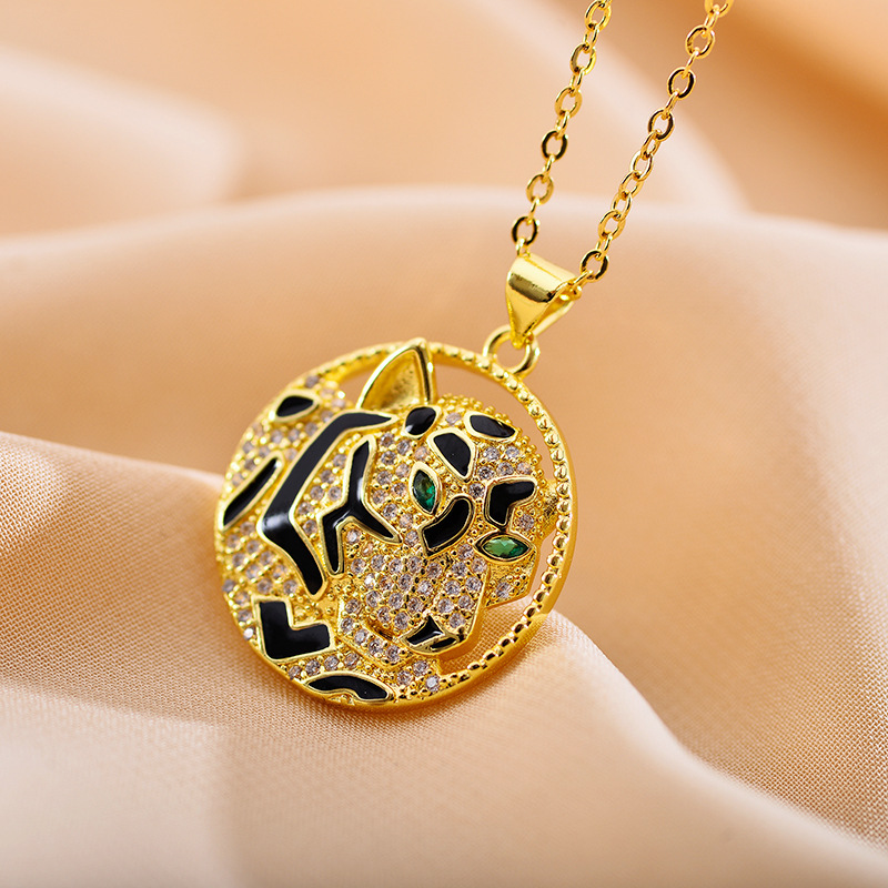 New Designer Necklace for Women Exquisite Cubic Zirconia Leopard Animal Necklace Female Jewelry Gift Panther Gold Plated Necklace Whoelsales Drop Ship