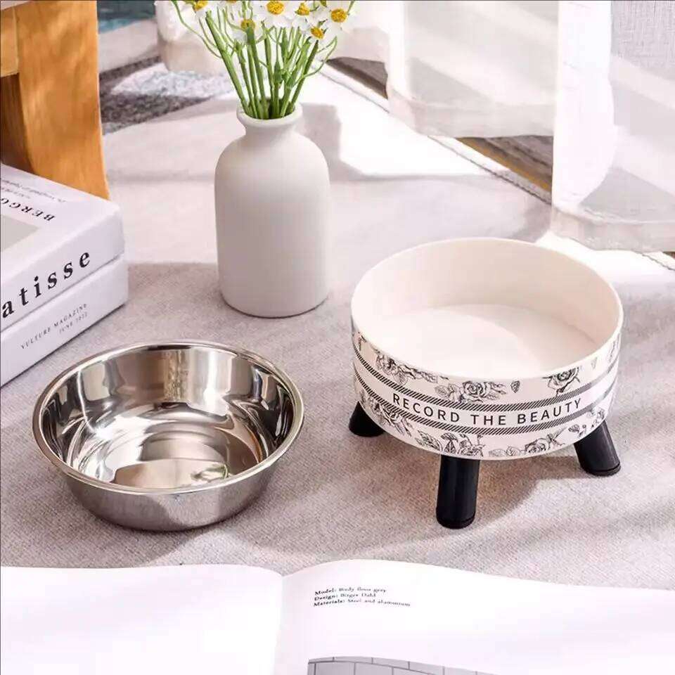 Stainless Steel Elevated Pet - Cat Dog Food Water Dishes, Raised Feeding Bowls for Pets 26W0330
