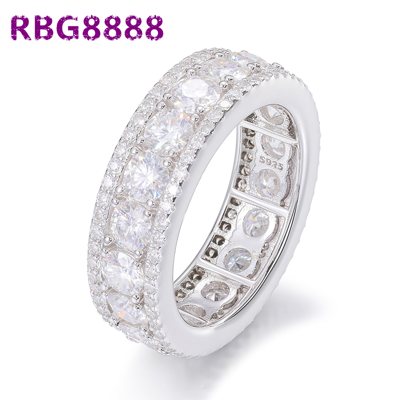 Wholesale High Quality Fashion Luxury Hip Hop Cuban Iced Out 925 Sterling Silver Moissanite Ring for Men and Women