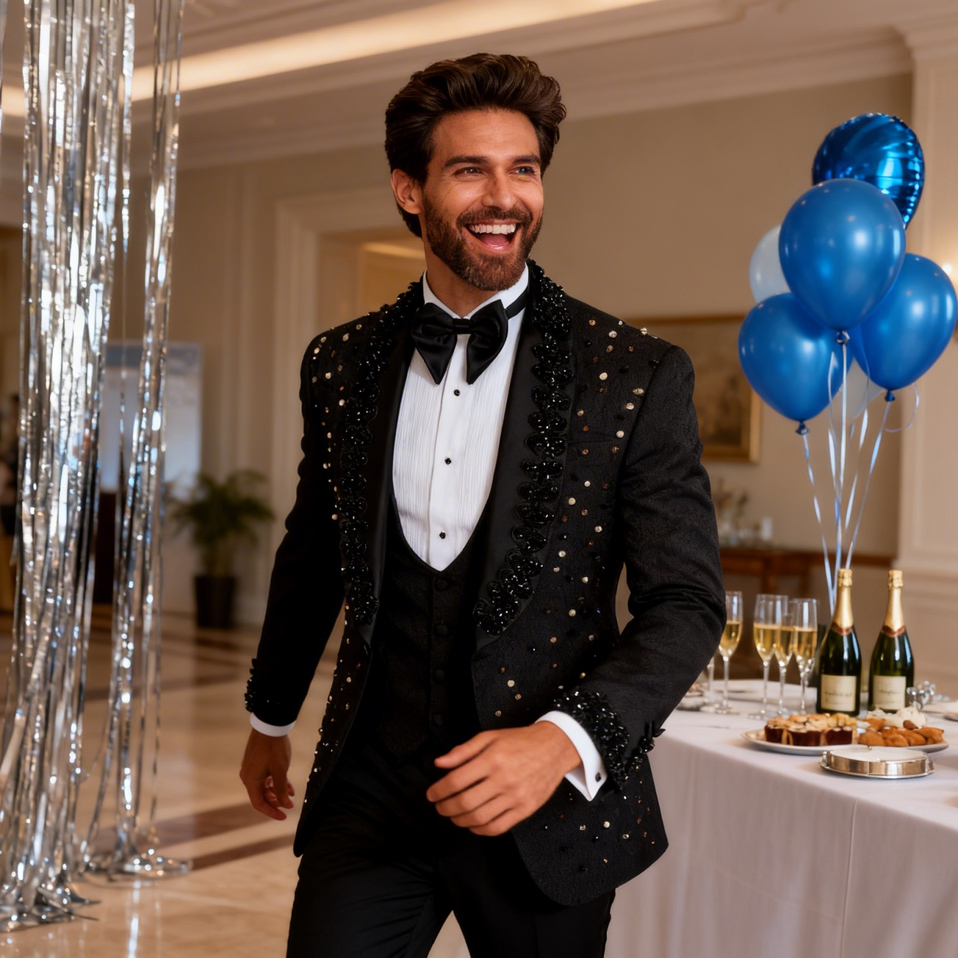 Luxury Diamond Beaded 2 Pieces Men Suits Shawl Lapel Customized Velvet Wedding Groom Dinner Slim Fit Party Male Prom Blazers