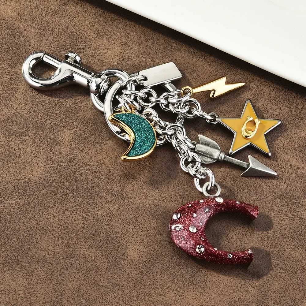 New Alloy Moon Stars Keychain Keyring Cute Bags Pendant Cartoon Car Key Chain Z260330