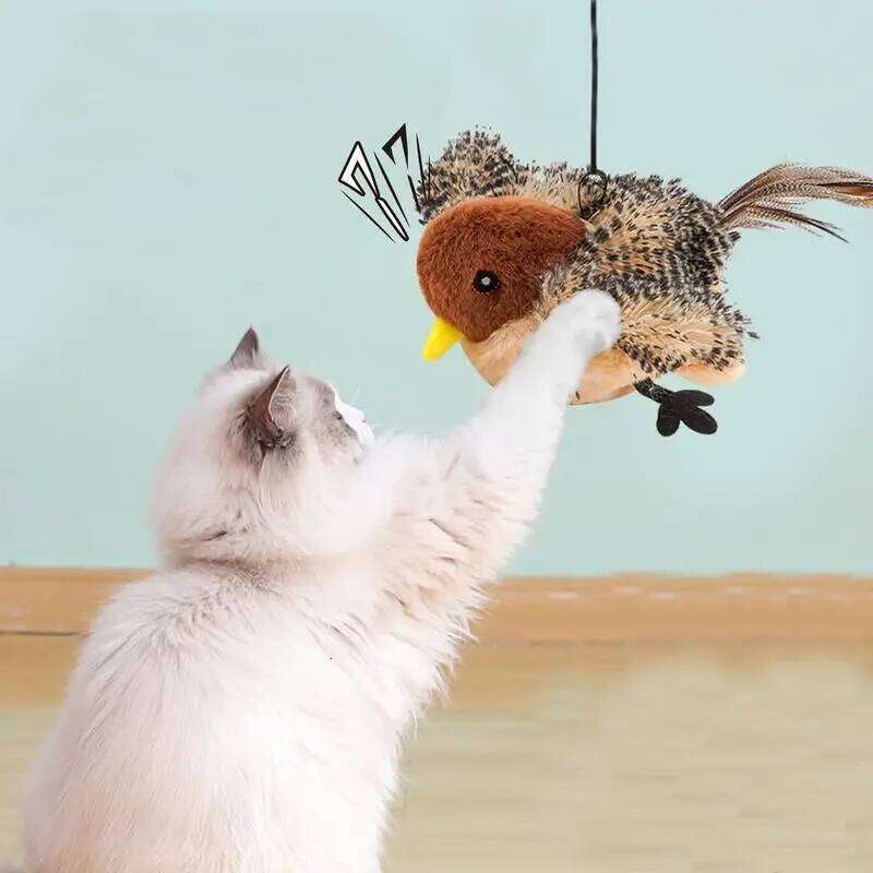 Flappy Interactive USB Rechargeable Pet Cat Plush Flapping Bird Toy Stimulate Hunting Instincts Remote Control