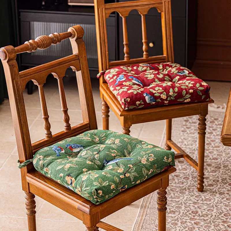 40x40cm Thick Chair Cushion Bird Print Seat Pad Soft Cotton Linen Tie on Kitchen Dining Chair Cushion Home Decor H260330 - view 6