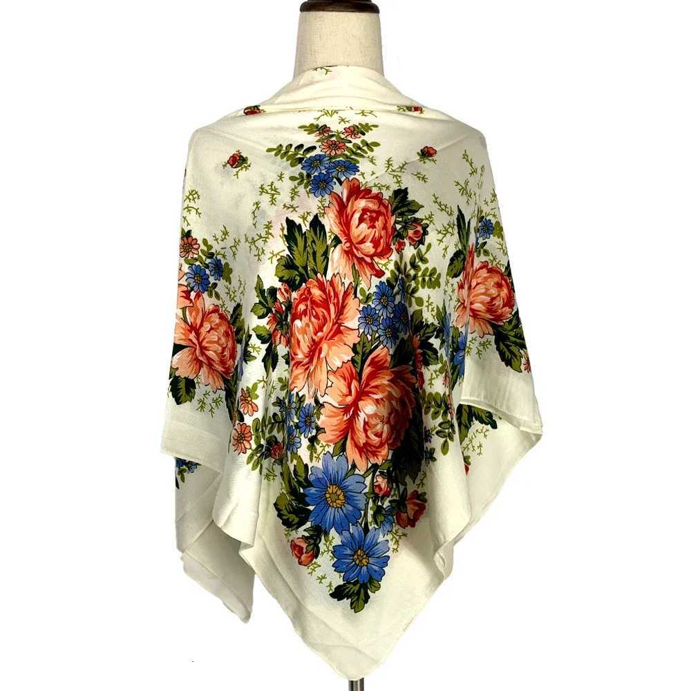 Russian Style Floral Print Square Scarf Wen Luxury Flower Printed Shawls and Wraps Lady Bandana Travel Sunshade Shawl Bufanda X260328