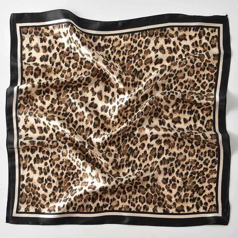 60cm Leopard Print Kerchief Hair Scarf For Wen Silk Satin band Hijab Scarfs Fem Square Neck Scarves For Ladies X260328