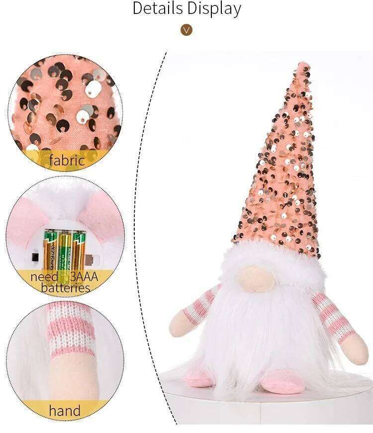 Glowing Knitted Gnome Doll with Led Night Light 30CM Christmas Decorations Home Xmas Tree Decor Navidad New Year 2025 Gift