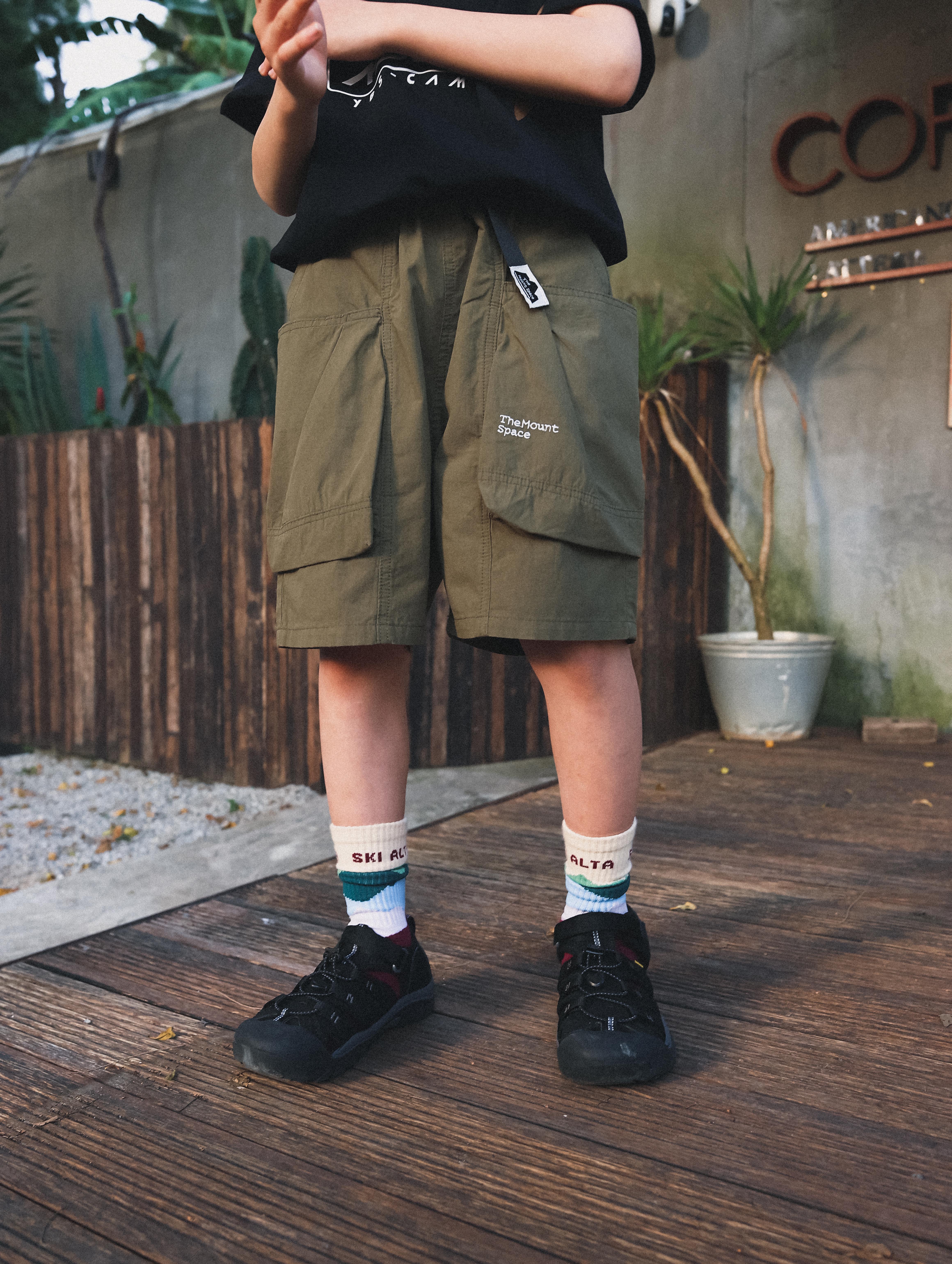 Shorts Kids Mountain Style Large Pocket Embroidered Cargo Shorts Outdoor Casual Utility Shorts 26DX3210