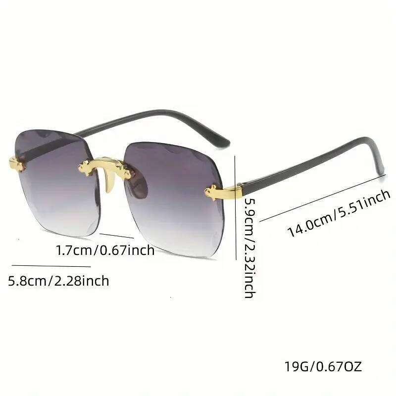 Square Rimless Sunglasses Women Luxury Brand Designer Summer Red Glasses Fashion Sun glasses For Men UV400 Shades Oculos 26Y0330