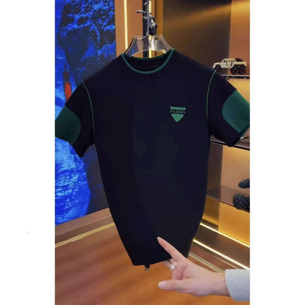 2026 Summer Men's Light Luxury New Letter Patchwork Color-Block Casual Trendy Versatile Early Spring Short Sleeve