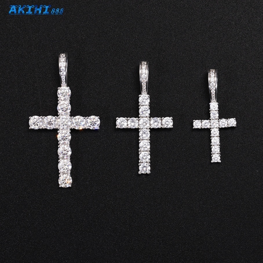 Hot-sale VVS Diamond Cross Pendant D GRA Moissanite S925 Silver Gold Plate Custom Pendant for Cuban Necklace