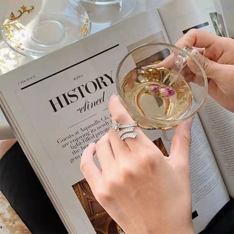 Jewlery Designer For Women New Meteor Zircon Diamond Ring Women, Ins European And American Jewelry, Adjustable Open Ring, Elegant Finger