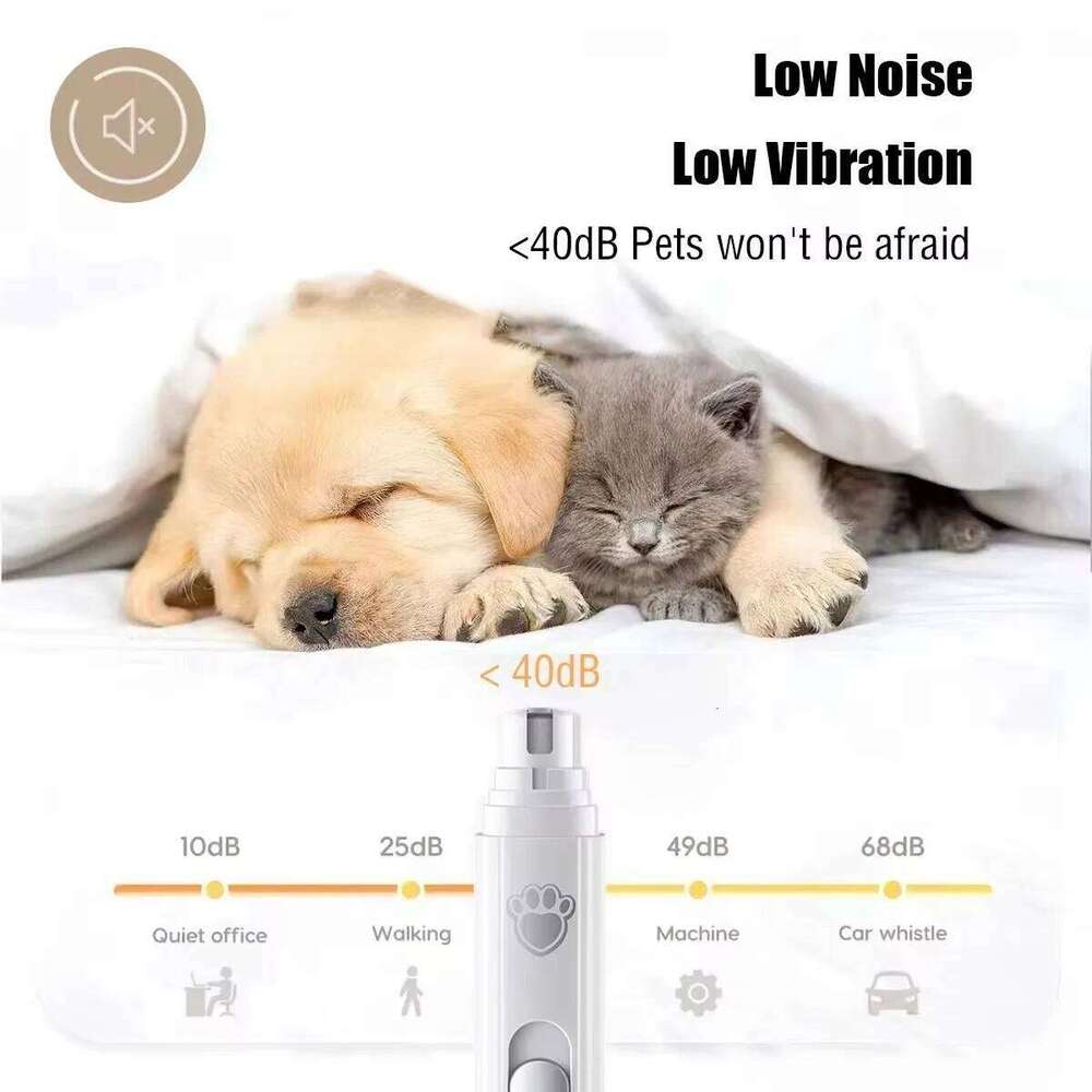 Electric Dog Grinder Clipper USB Rechargeable Pet Nail Trimmers Painless with Polisher Wheel for Small/Large Pets
