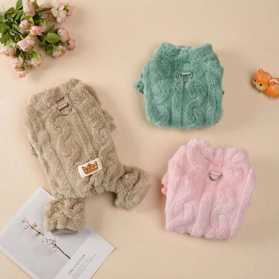 Pet Dog Cozy Soft Fleece Puppy Cat Jumpsuit For Small Medium Dogs Cats Winter Warm Clothes With Elasicity Yorkshire Pug