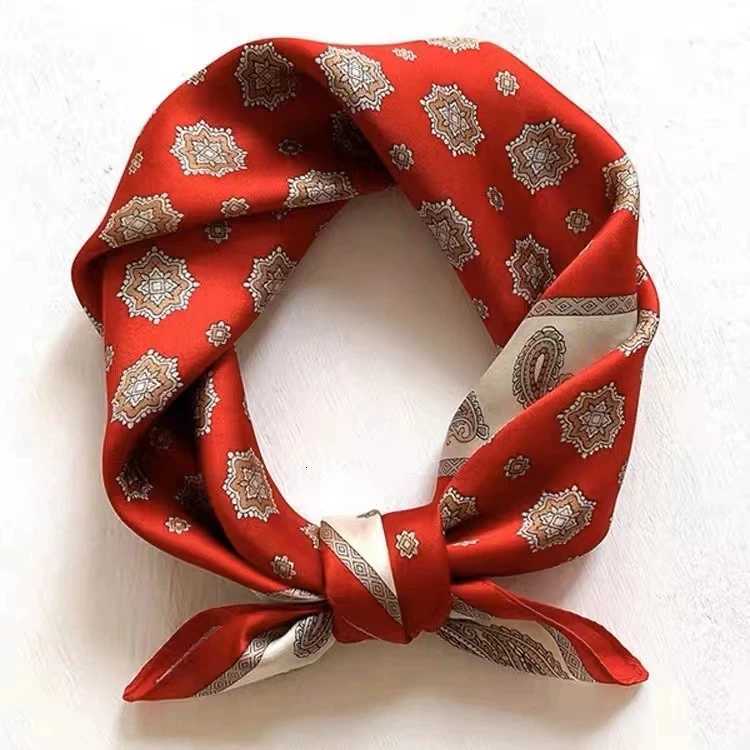 53CM Red Square 100 Silk Scarf For Holiday Small Head Neck Hijab Women Kerchief High Quality Silk Bandana Scarves Z260330