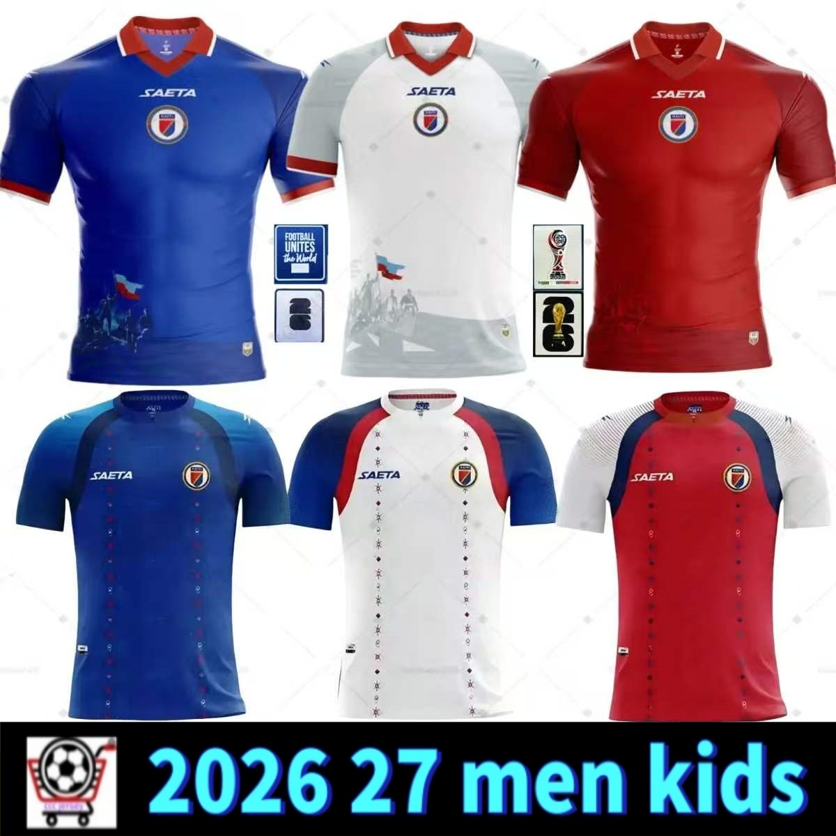 2026 2027 Haiti National Football Team Mens Soccer Jerseys Home Blue Football Shirt Short Sleeve Uniforms world cup