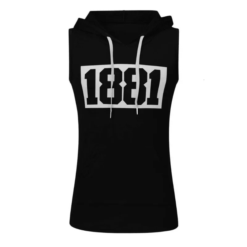 Mens Hooded Tank Tops Gym Workout Training Hoodies Sleeveless Bodybuildng Muscle Cut Off TShirt with Pocket 260312