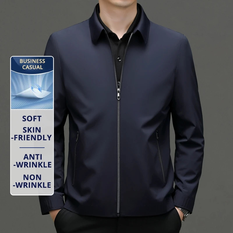 High End Anti Wrinkle Mature Men Business Dads Outfit Casual Blazer Jacket Autumn Windbreaker Middle Aged Executive Coats 260327