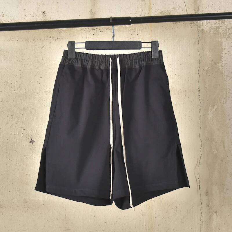 Cotton Knitted RO Dark High Street Split Men's Elastic Waist Summer Fashion Casual Loose Shorts