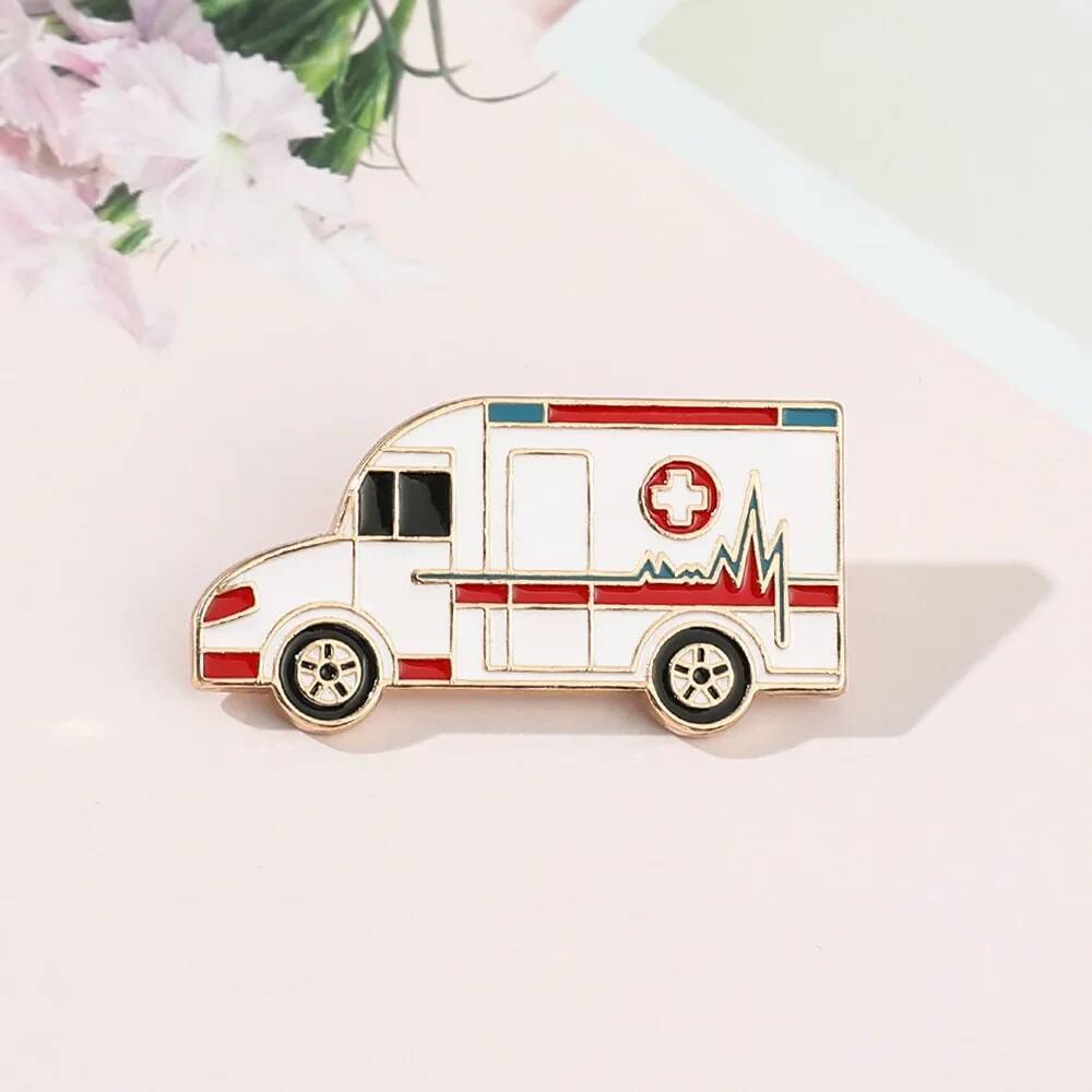 Hot Creative Ambulance Metal Brooch All Match Enamel Badge Jewelry for Friend Hat Backpack Clothing Accessories