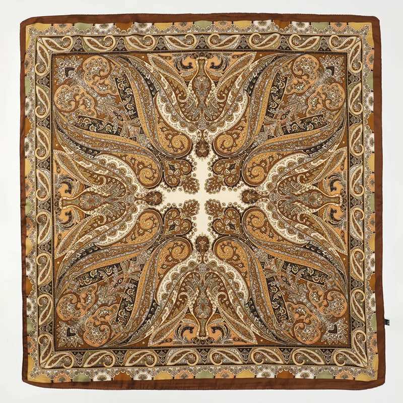 Bohen Style Print Luxury Brand Silk Square Scarf Wen Satin Shawls Neckerchief Wrap Scarves Bandana Hair Hjiab Floral X260328