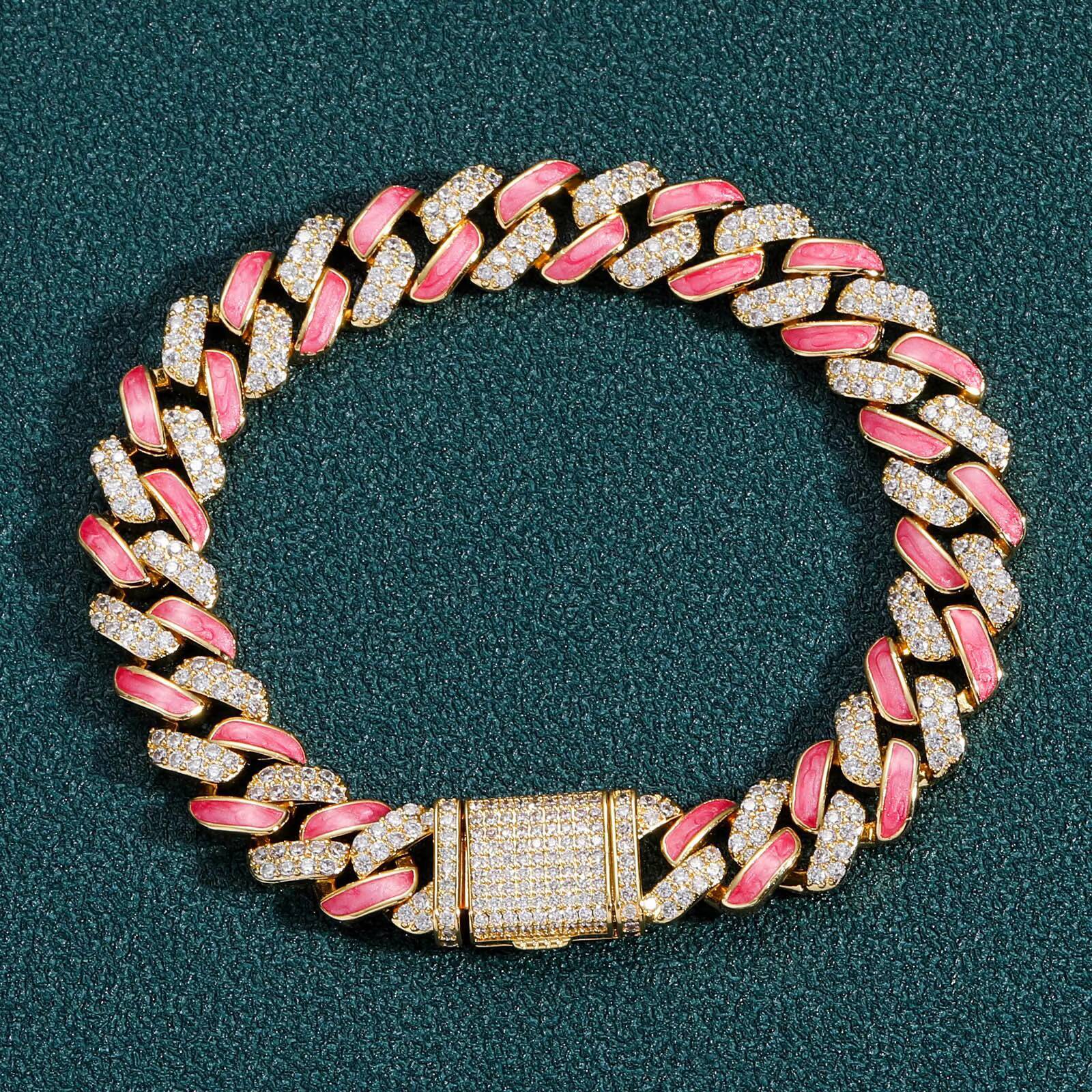 New Bracelet Dripping Oil Cuban Link Chain European Hip Hop Ornament 12mm Wide Personality Men and Women for Couple