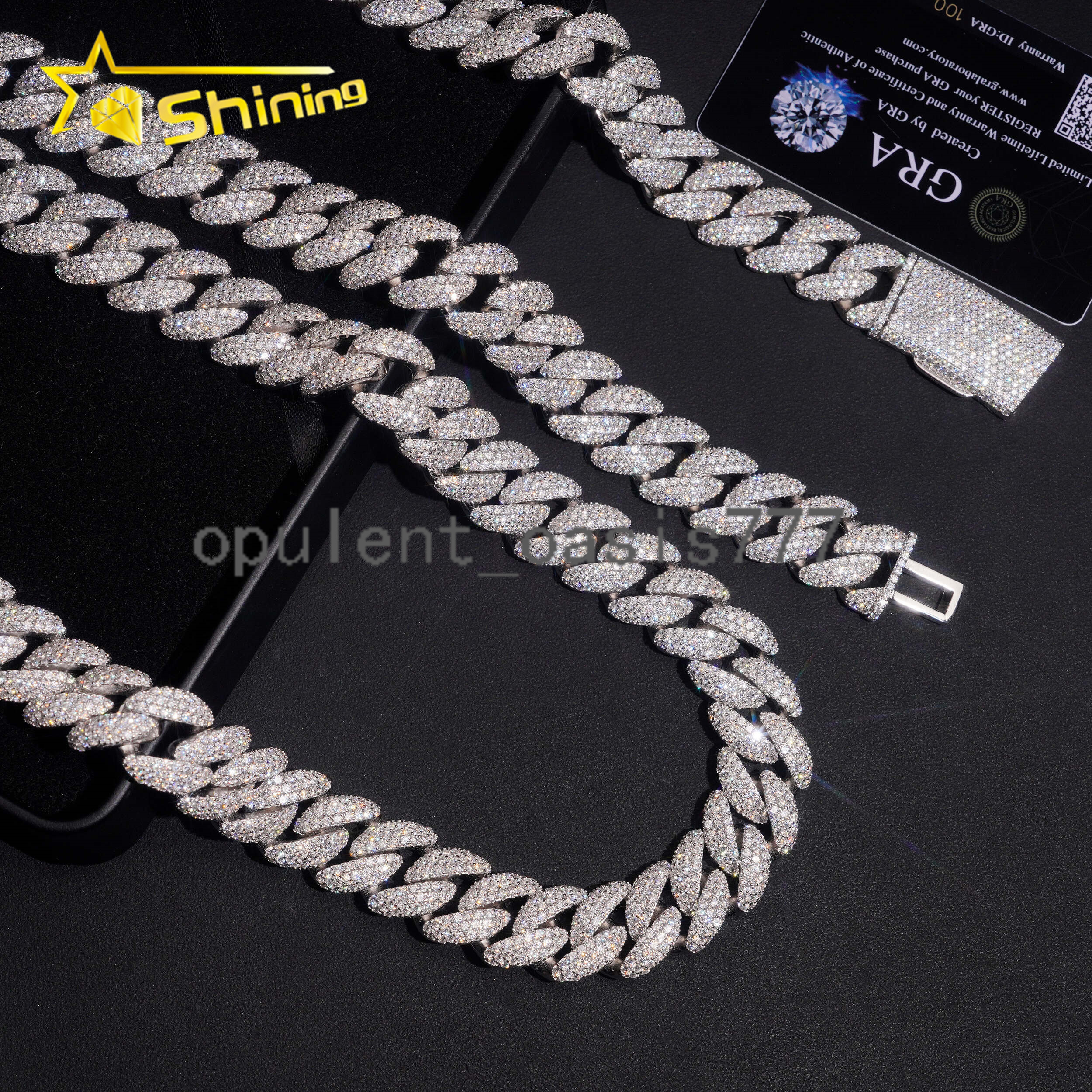 Pass Diamond Tester Iced Out 18mm VVS Moissanite Cuban Link Chain Hip Hop Jewelry Custom Luxury 925 Silver Chain for Men