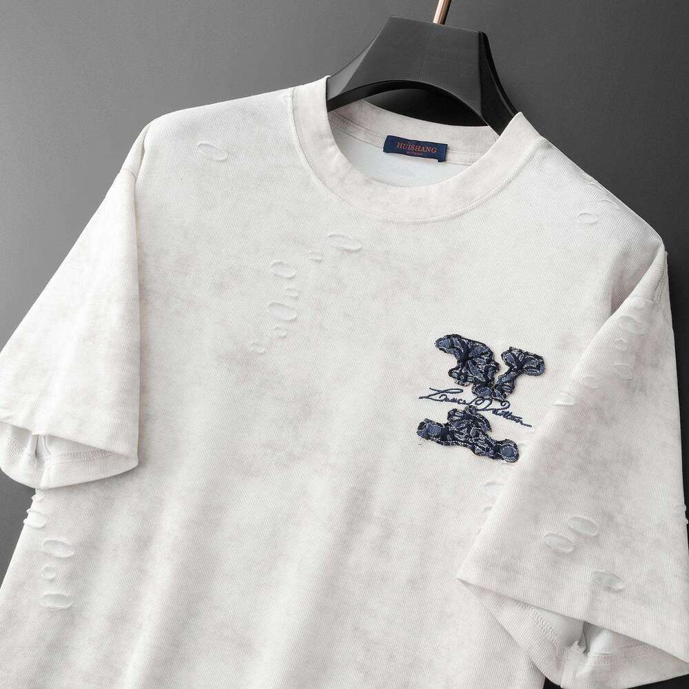 European high street fashion brand high-end embroidered short-sleeve T-shirt, luxury summer new style, loose casual T-shirt top