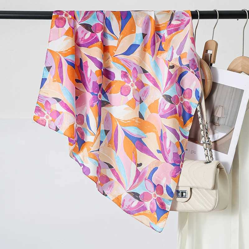Luxury Floral Print Square Silk Scarf Women Hijab Fashion Hair Bands Neckerchief Female Ornament Shawl Bandana Bag Scarves Z260330