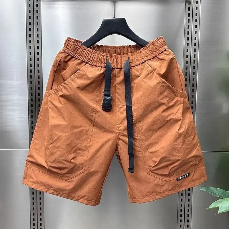 2026 Mens Large Pocket Waistband Work Shorts Summer Thin Loose Straight Half Middle Pants 260330