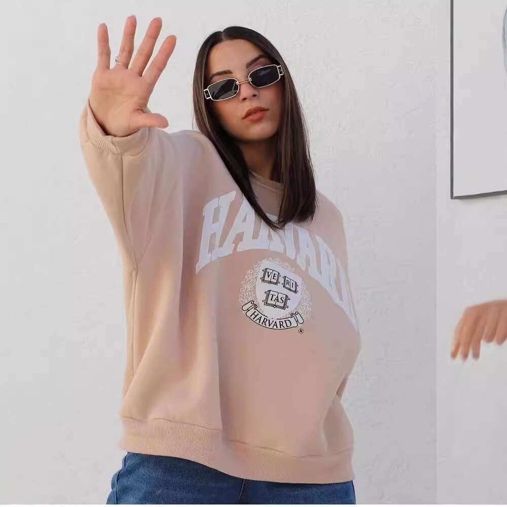 2026 New Cross-Border European and American Women's Fashion Casual Printed Thick Versatile Long-Sleeve Sweatshirt
