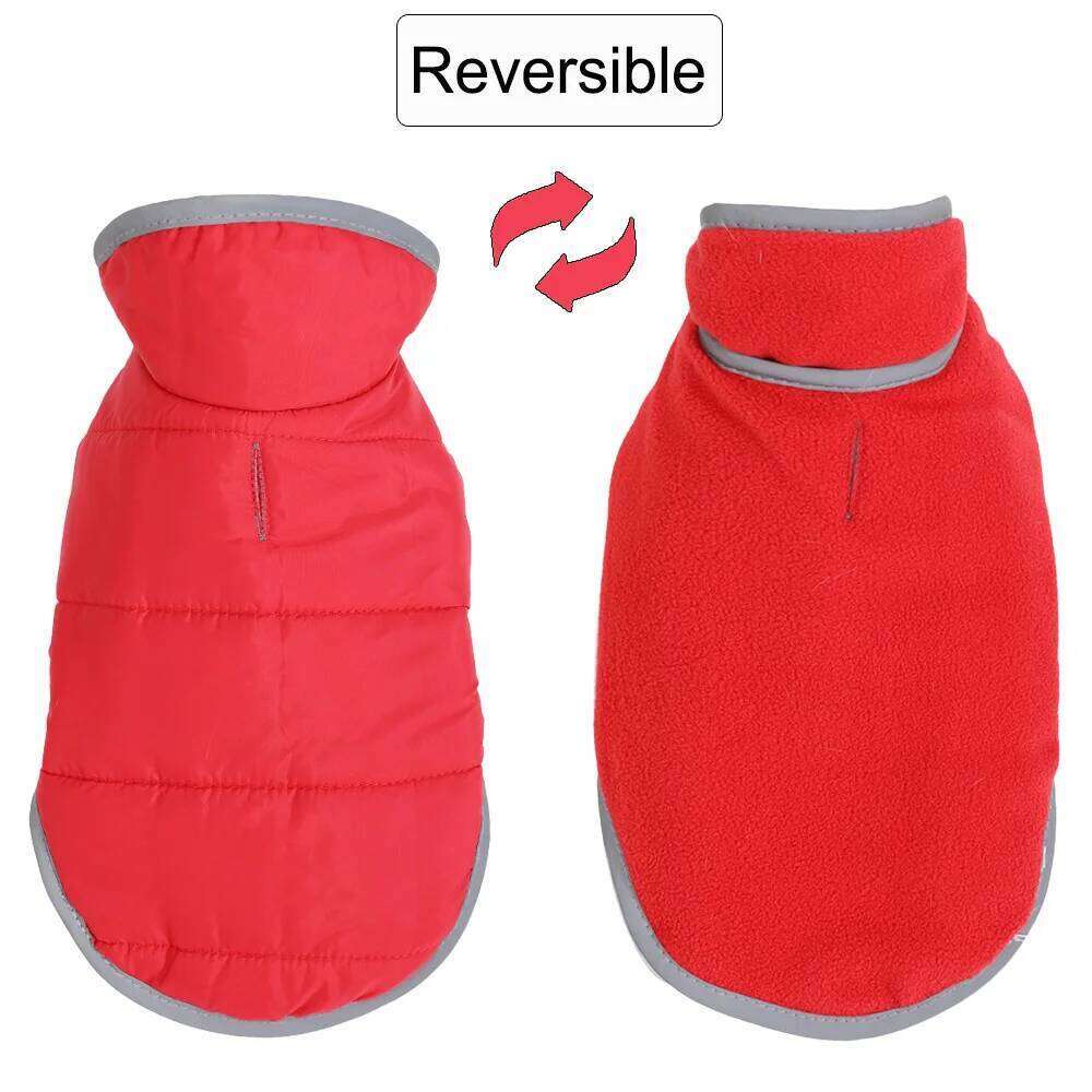 Reversible Clothes For Small Medium Dogs Cats Winter Warm Fleece Dog Jacket Reflective Puppy Clothing Bulldog Pet Costume