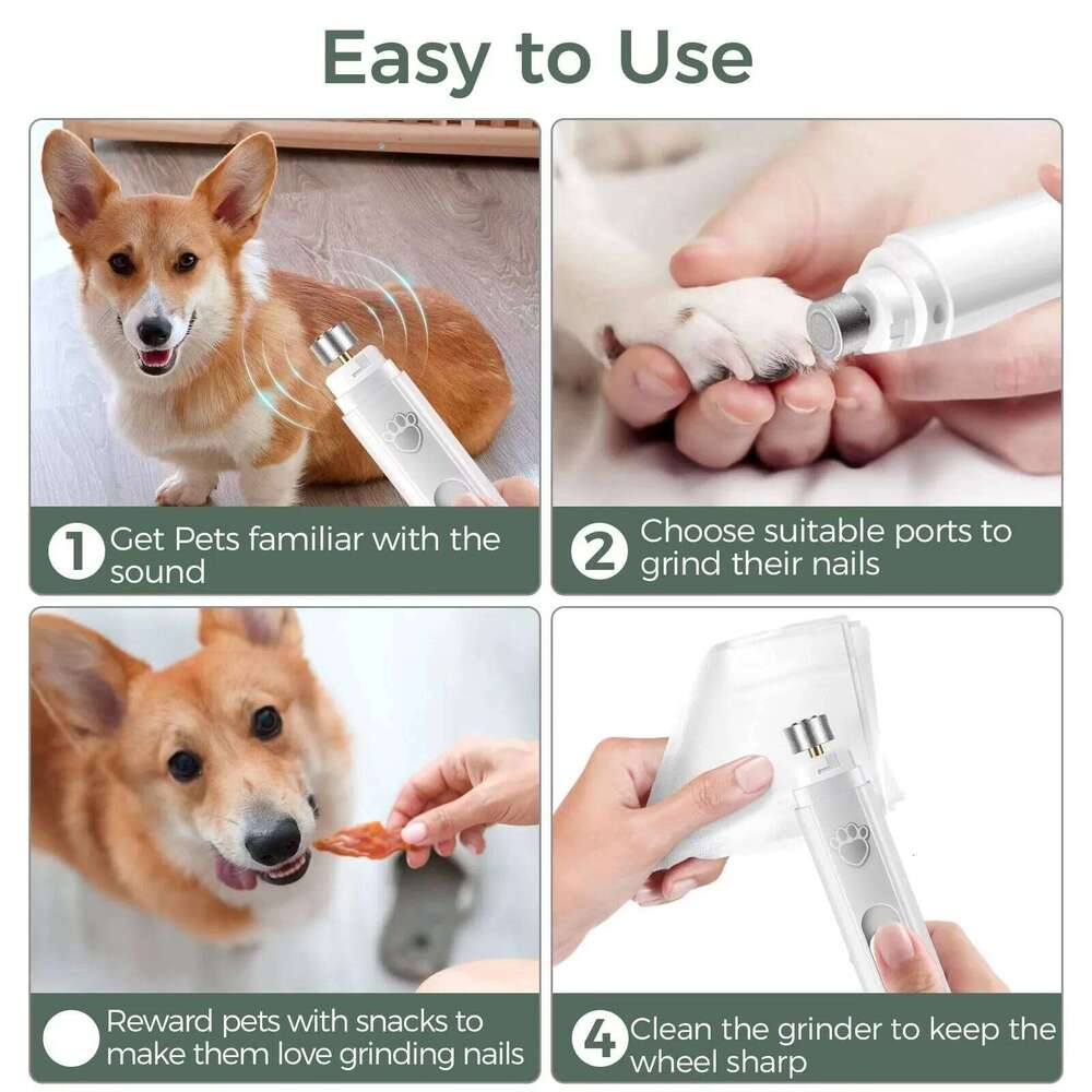 Electric Dog Grinder Clipper USB Rechargeable Pet Nail Trimmers Painless with Polisher Wheel for Small/Large Pets