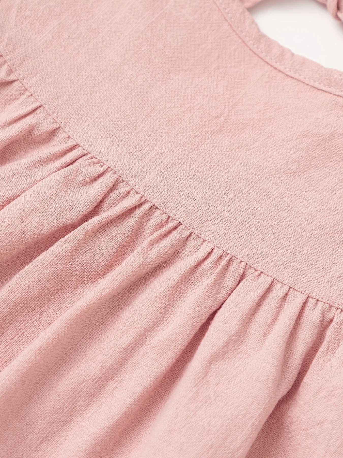 Baby Girls Flying Sleeve Dress Tie-back Overall Dress Cotton Kids Casual Clothes Summer 2024T260330