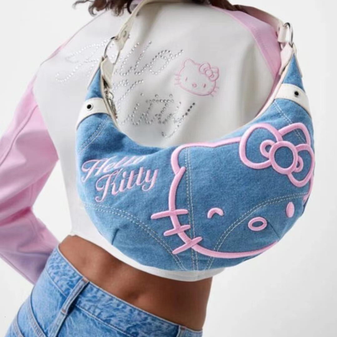 2026 new denim embroidered armpit bag women's crossbody bag summer new horn bag women's luxury handbag designer bag shoulder bag
