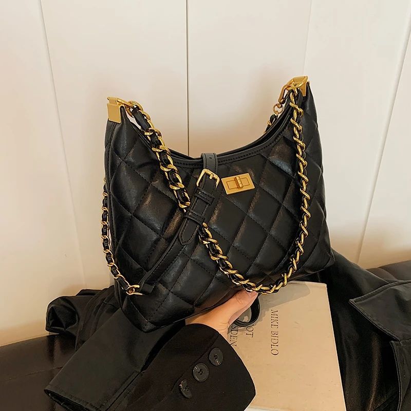 New stylish quilted shoulder crossbody bag, versatile casual hand-held underarm bag, niche designer luxury handbag, high-end large-capacity commuter s