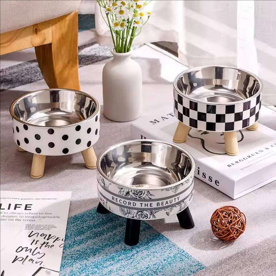 Stainless Steel Elevated Pet - Cat Dog Food Water Dishes, Raised Feeding Bowls for Pets 26W0330